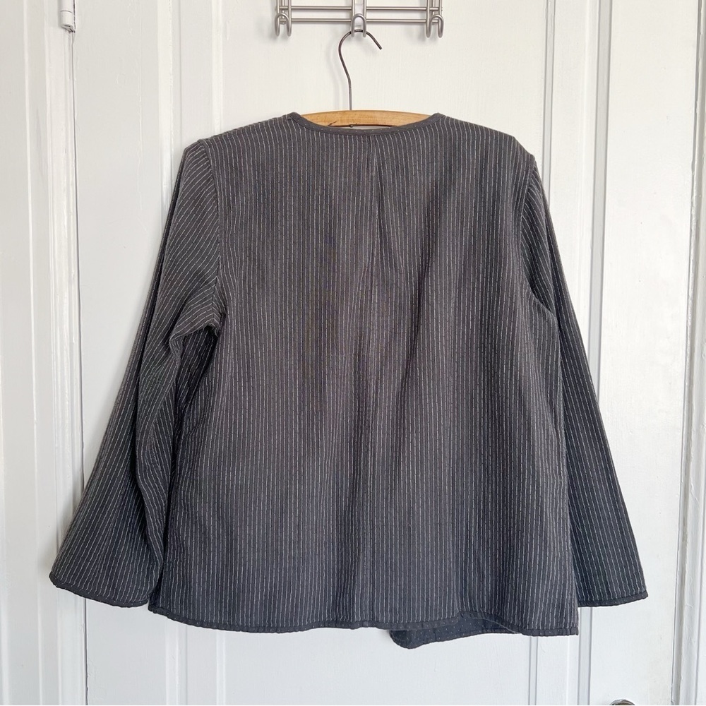 Eileen Fisher • Reversible Organic Cotton Kimono Jacket charcoal grey - Picture 8 of 13